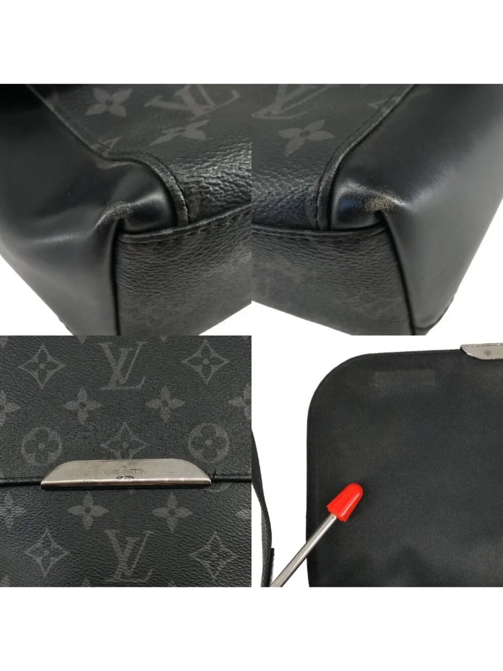 Louis Vuitton Monogram Eclipse Messenger PM Shoulder Bag Black